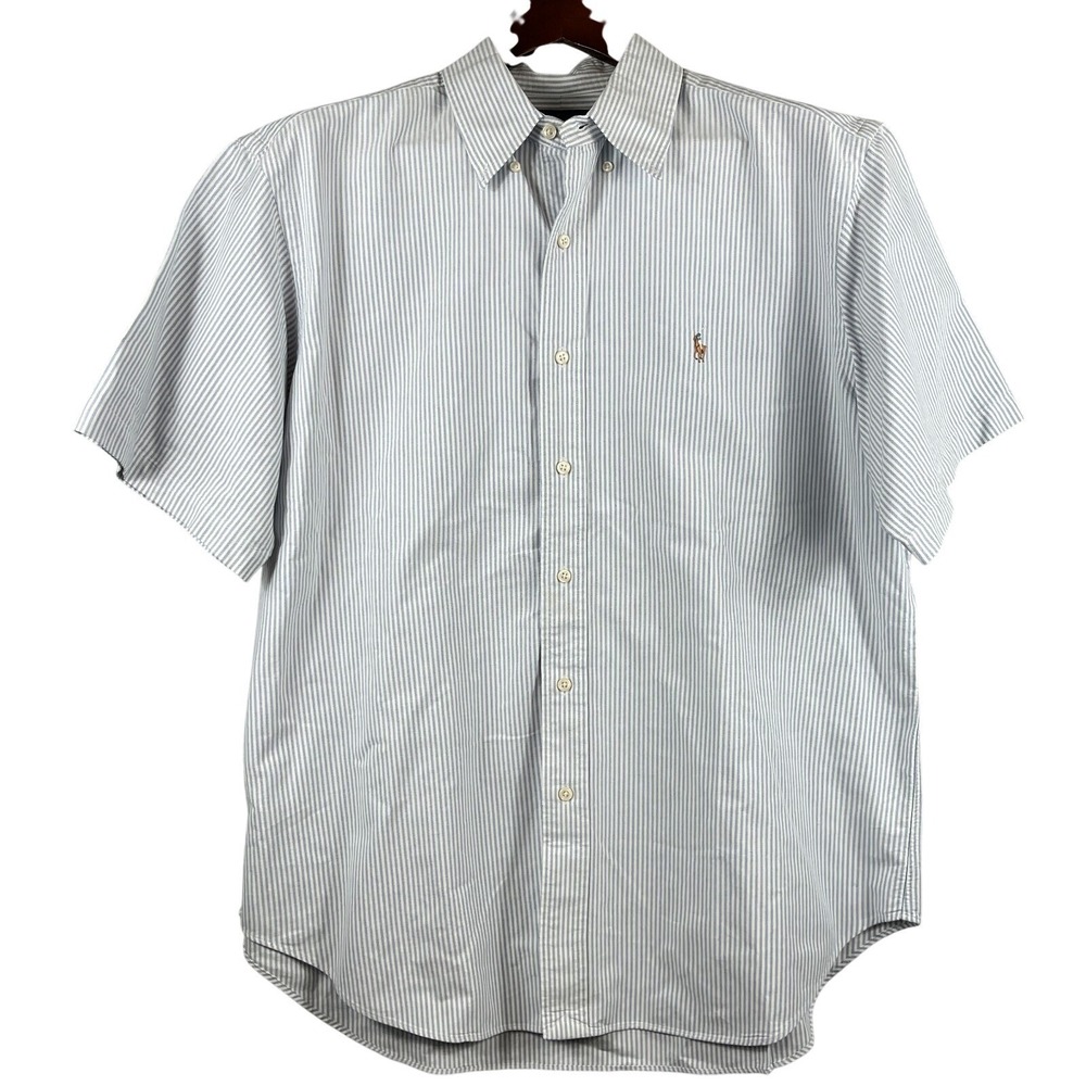 Ralph Lauren Mens XL Classic Fit Short Sleeve Striped Flesh Pony Blue White Top
